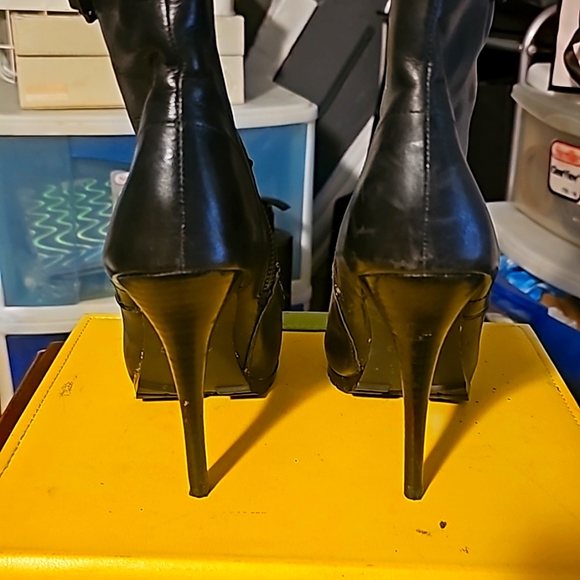 New Designer Aldo Stallion High Heel Combat Boots, Sz 8, Black Genuine Leather - Picture 11 of 12